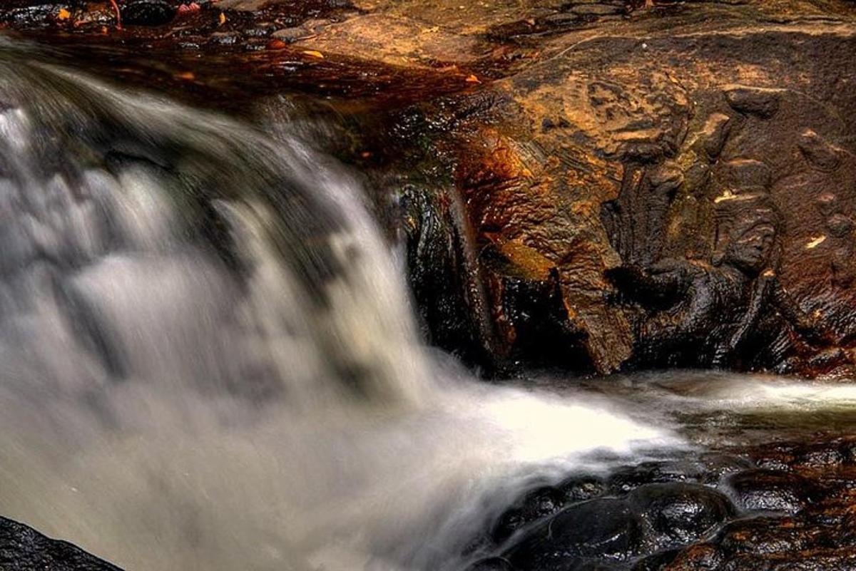 close up air terjun di sungai