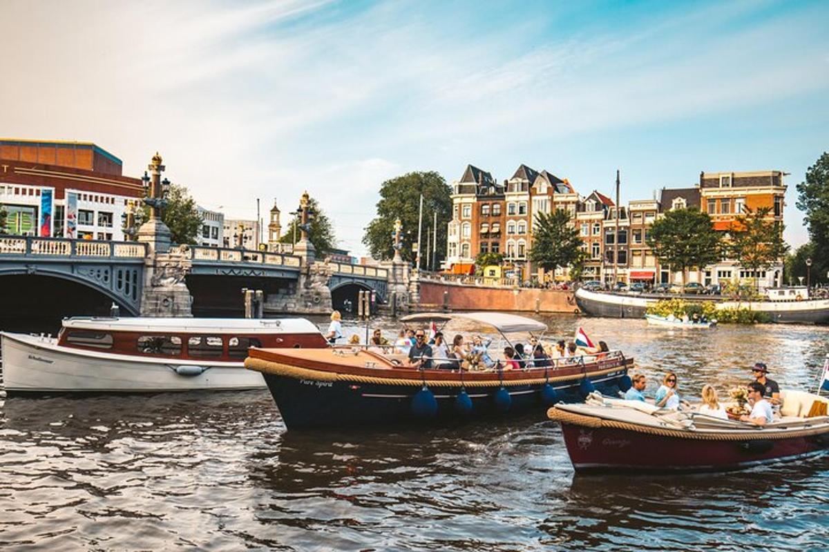 a group of people riding in boats on a river