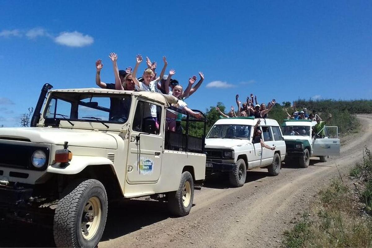 un gruppo di persone che viaggiano sul retro di un camion