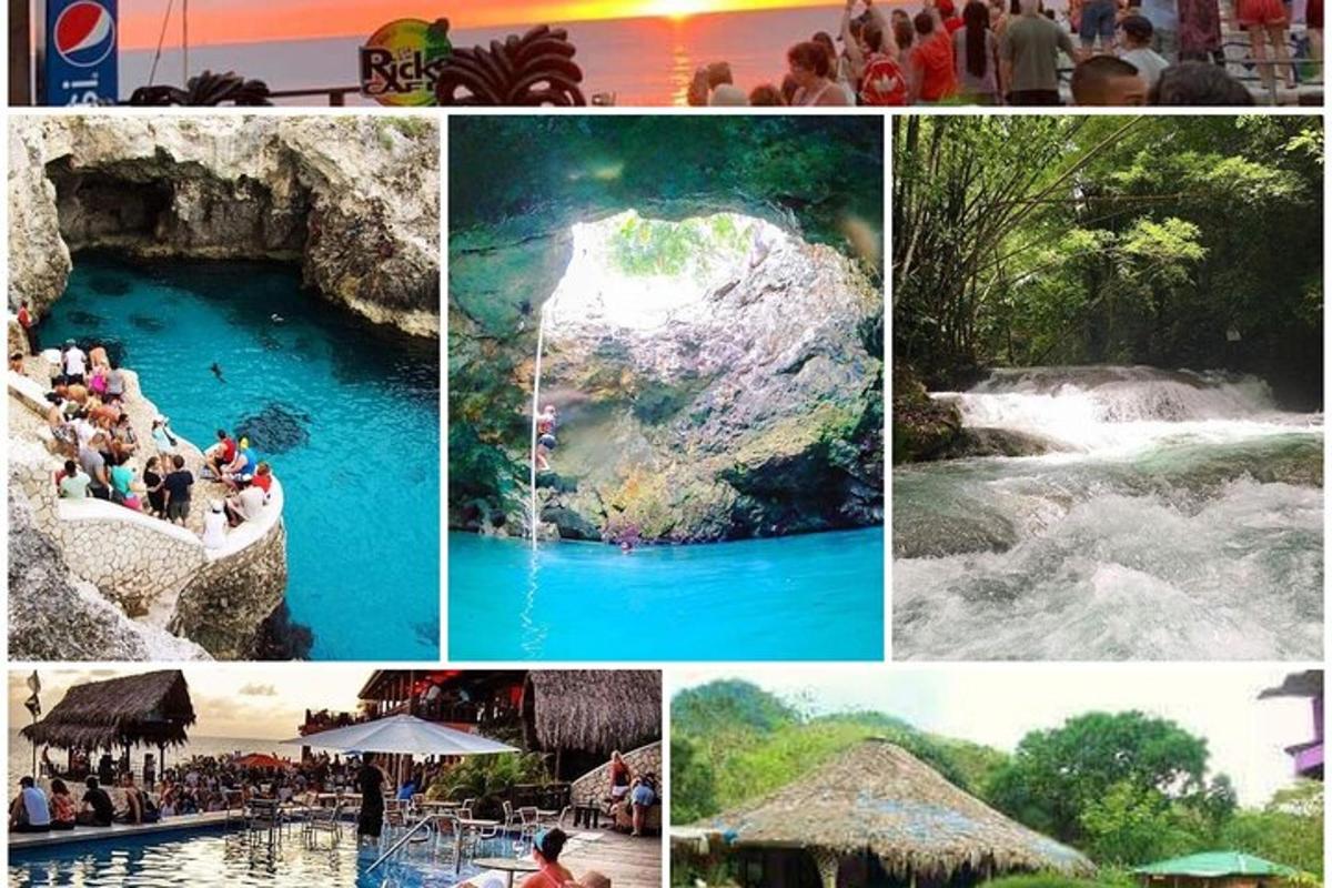 un collage di foto di persone che nuotano in un fiume