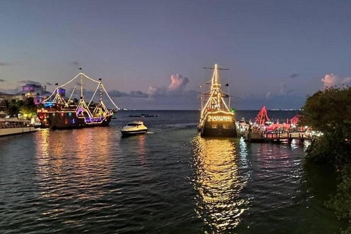 a group of boats in a body of water