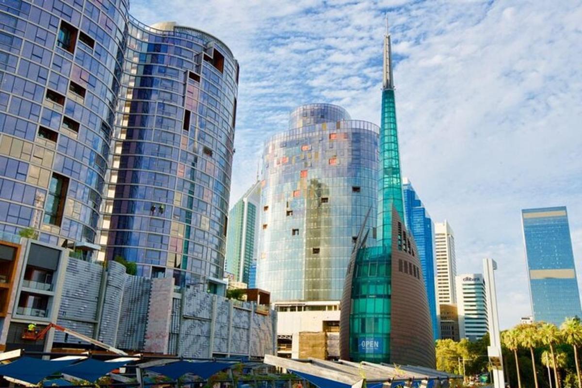 a group of tall buildings in a city