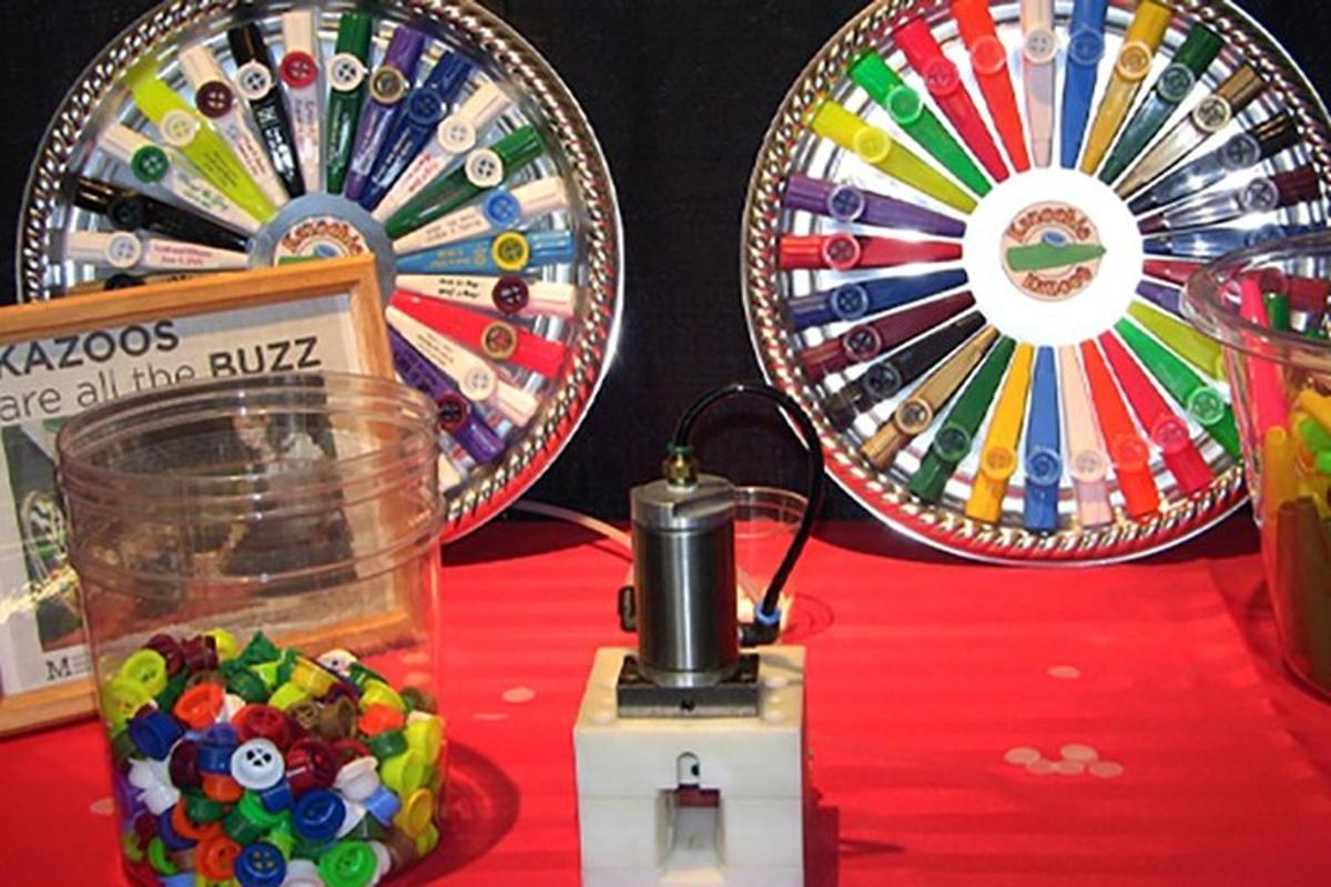 a dart board and a wheel on a table