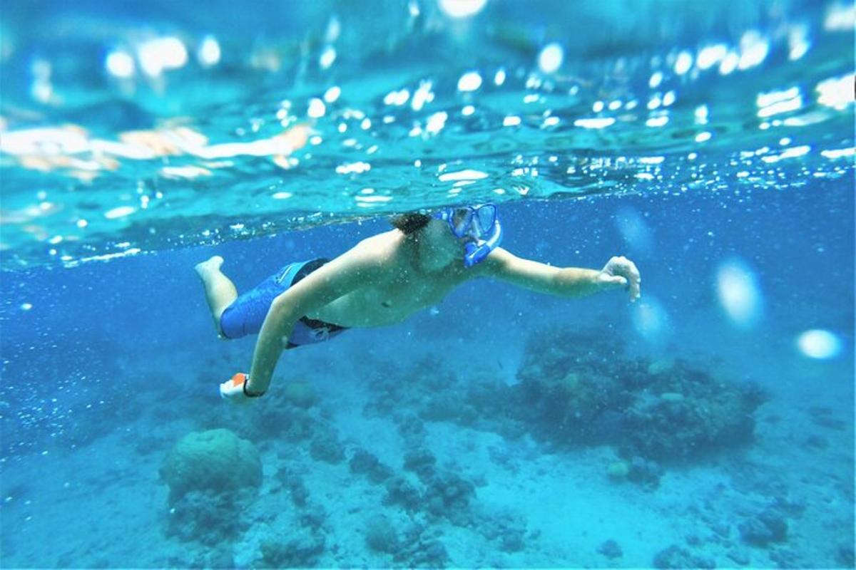 ein junger Mann schwimmt im Wasser