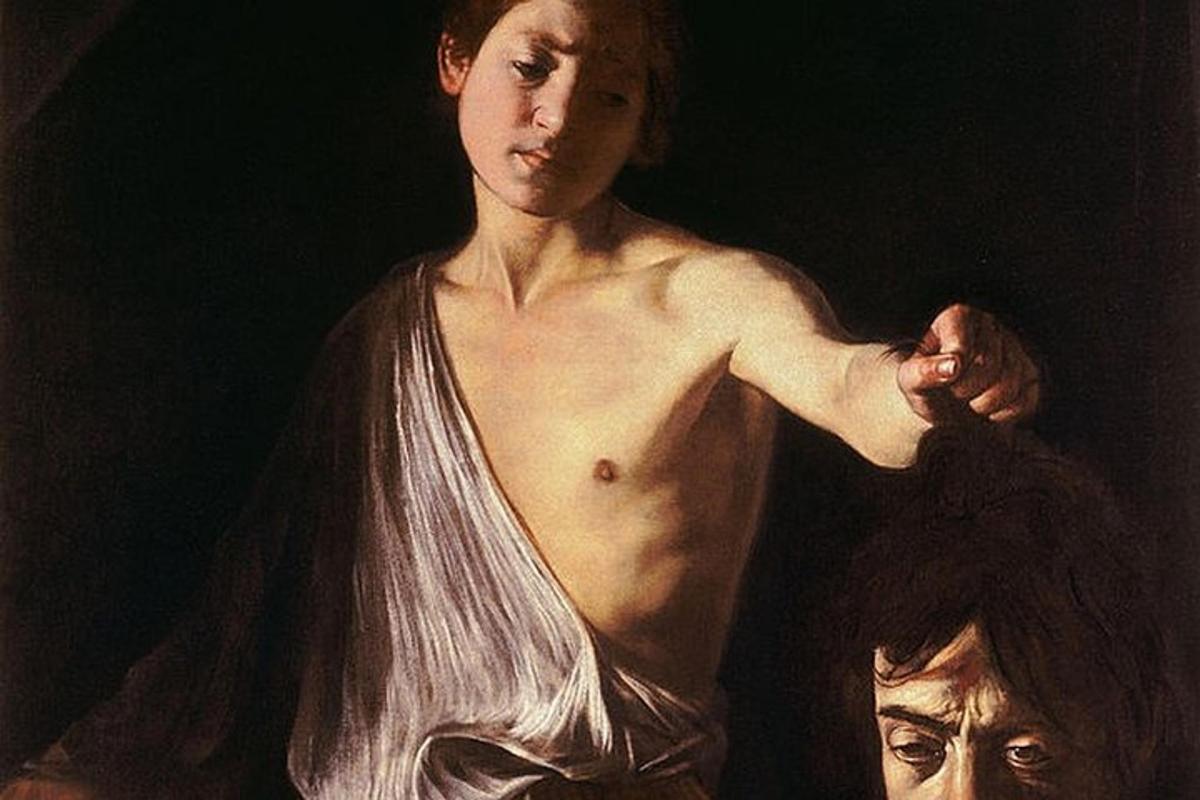 a painting of a man in a white dress