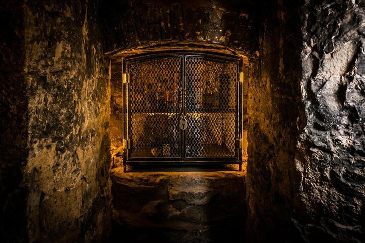 una puerta en un túnel con una puerta en una cueva
