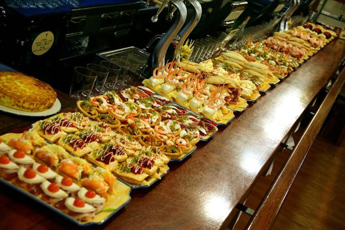a buffet line with many different types of food