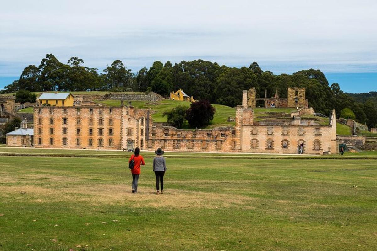 two people standing in a field in front of a castle