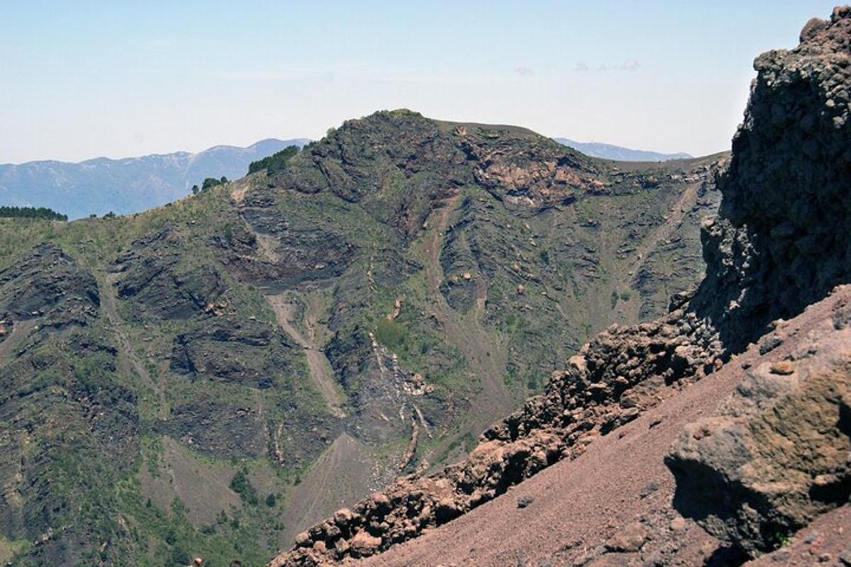 an aerial view of a rocky mountain with trees