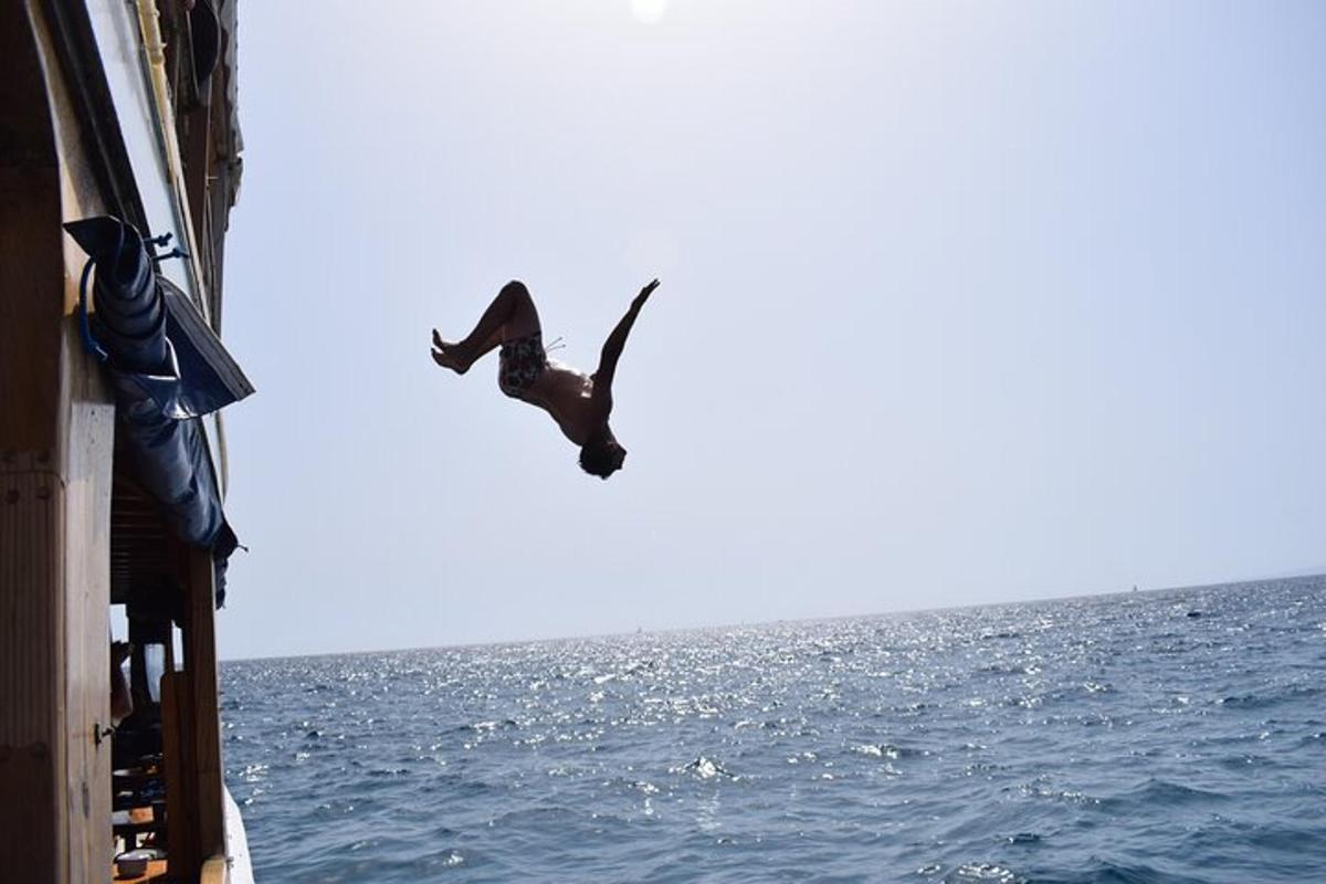 一只鸟在船旁边飞过海洋