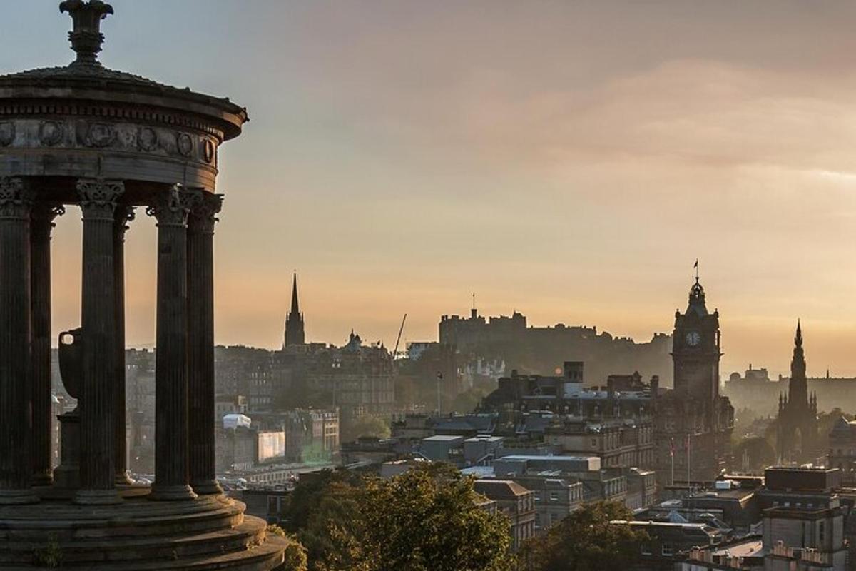 a view of a city with a clock tower