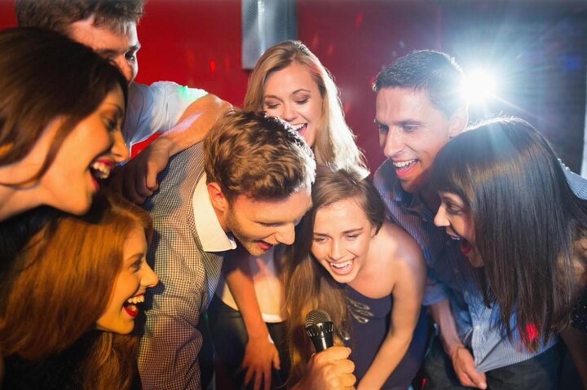 a group of people laughing at a party