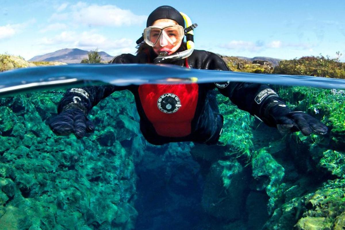 o persoană într-un costum de neopren este sub apă cu o placă de surf