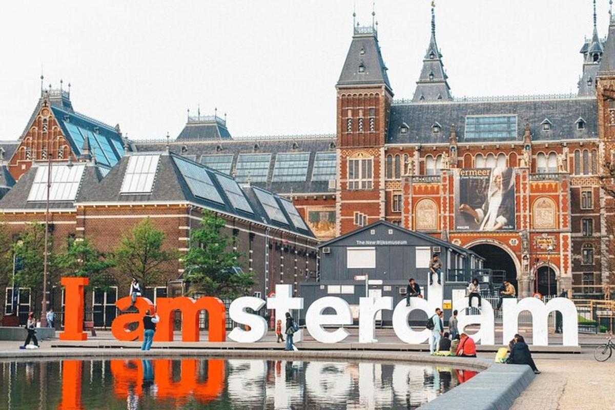 a large building with the amsterdam sign in front of it