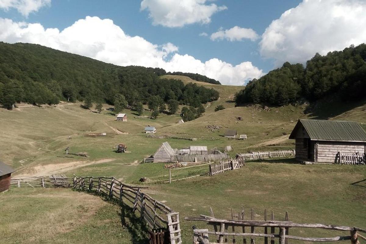 künkal asuv talu, kus on laut ja aed