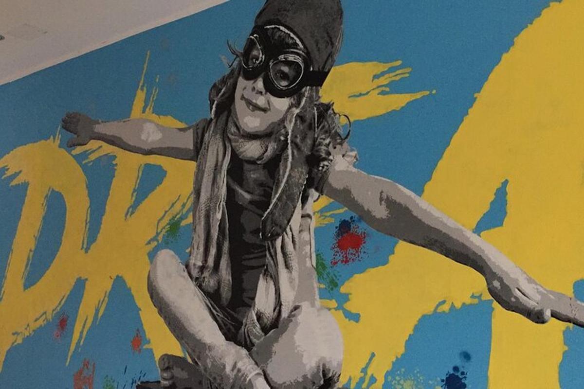 a painting of a person wearing a mask and goggles