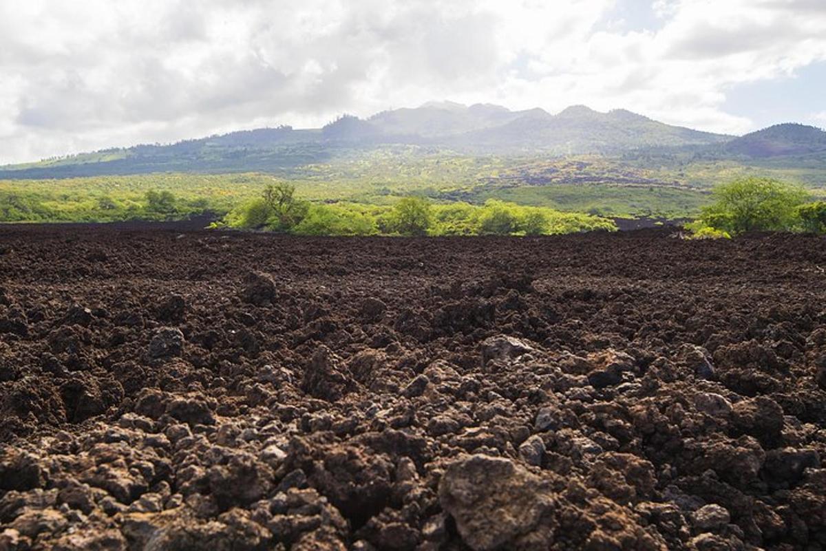 un grande campo sterrato con le montagne sullo sfondo