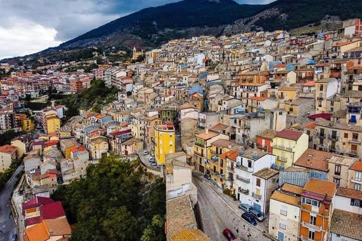 an aerial view of a city with buildings