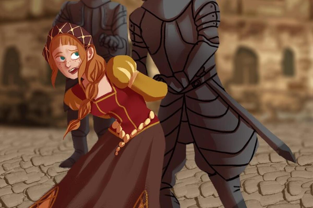 a cartoon of a woman in a dress and a superhero