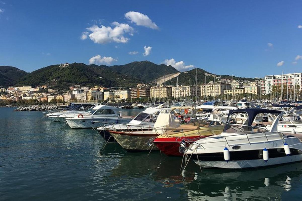 un gruppo di barche è attraccato in un porto