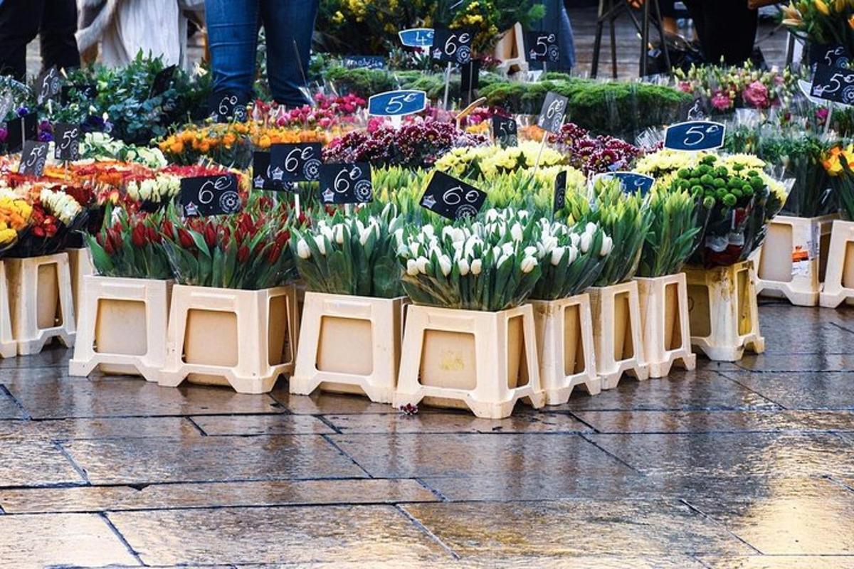 цветна пијаца са много различитих врста цвећа