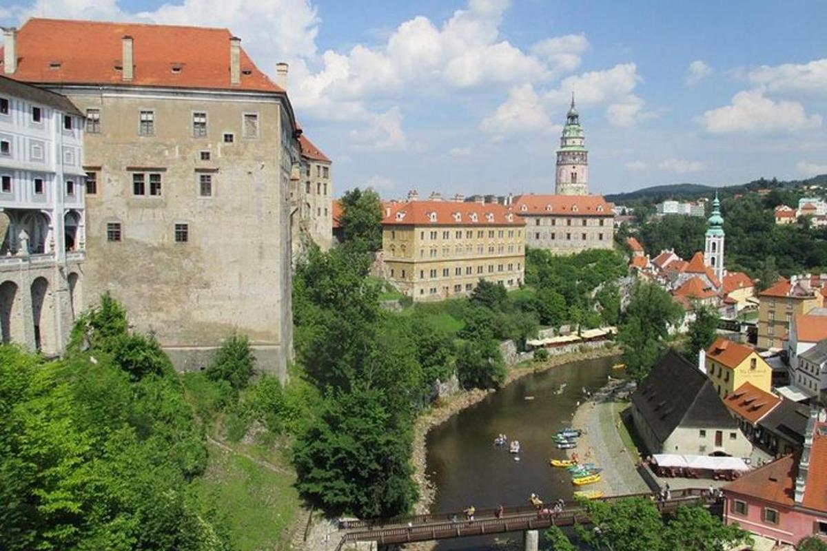 a view of a city with a river and buildings