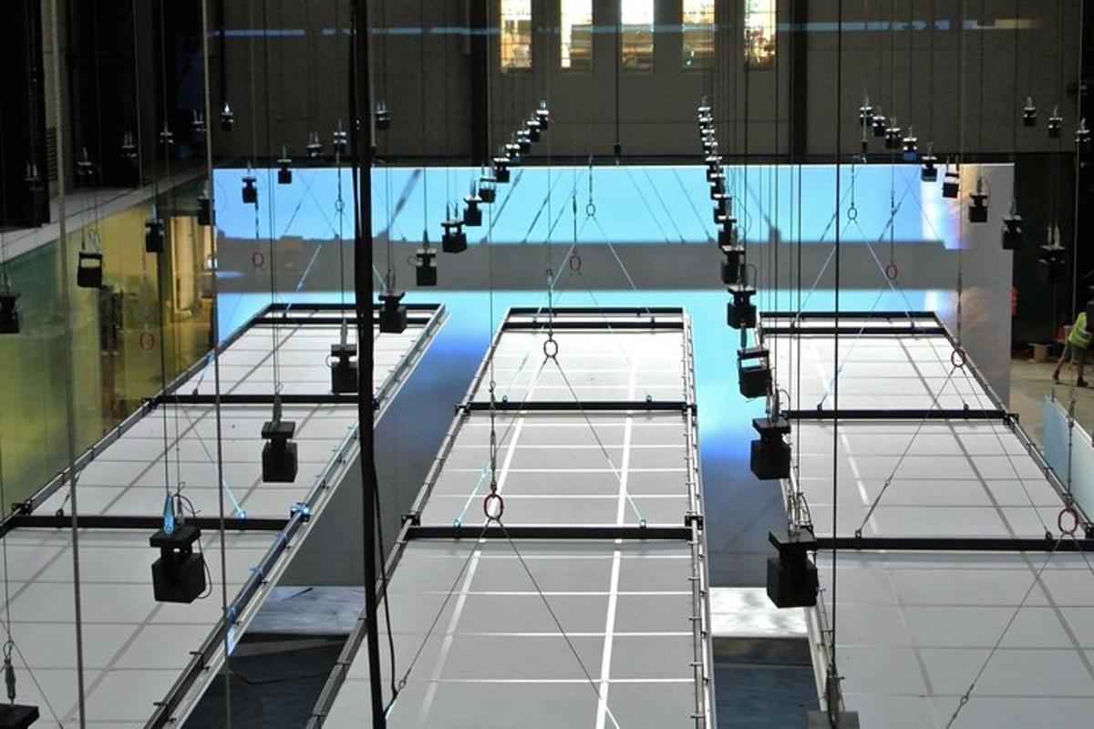 a view of a tennis court in a building
