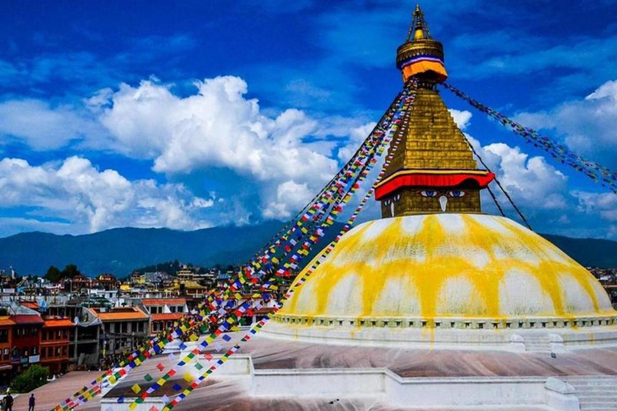 a pagoda with a bunch of umbrellas on top of it