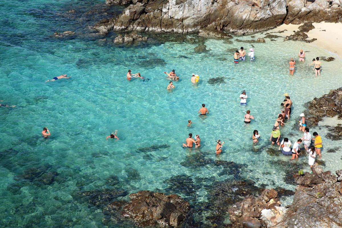 grupa ljudi u vodi na plaži