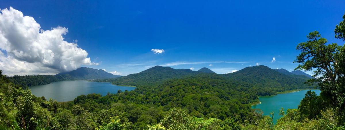a view of a lake in the mountains