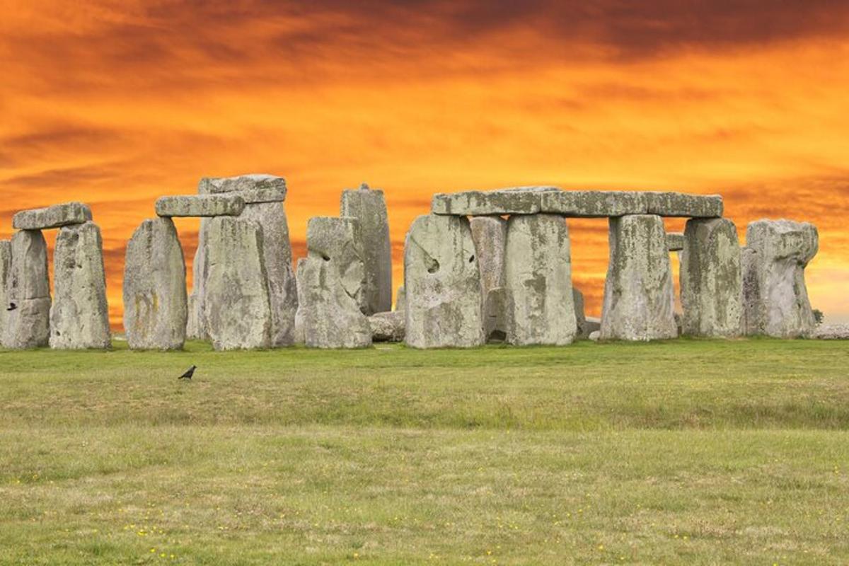 un grup de pietre Stonehenge pe un câmp
