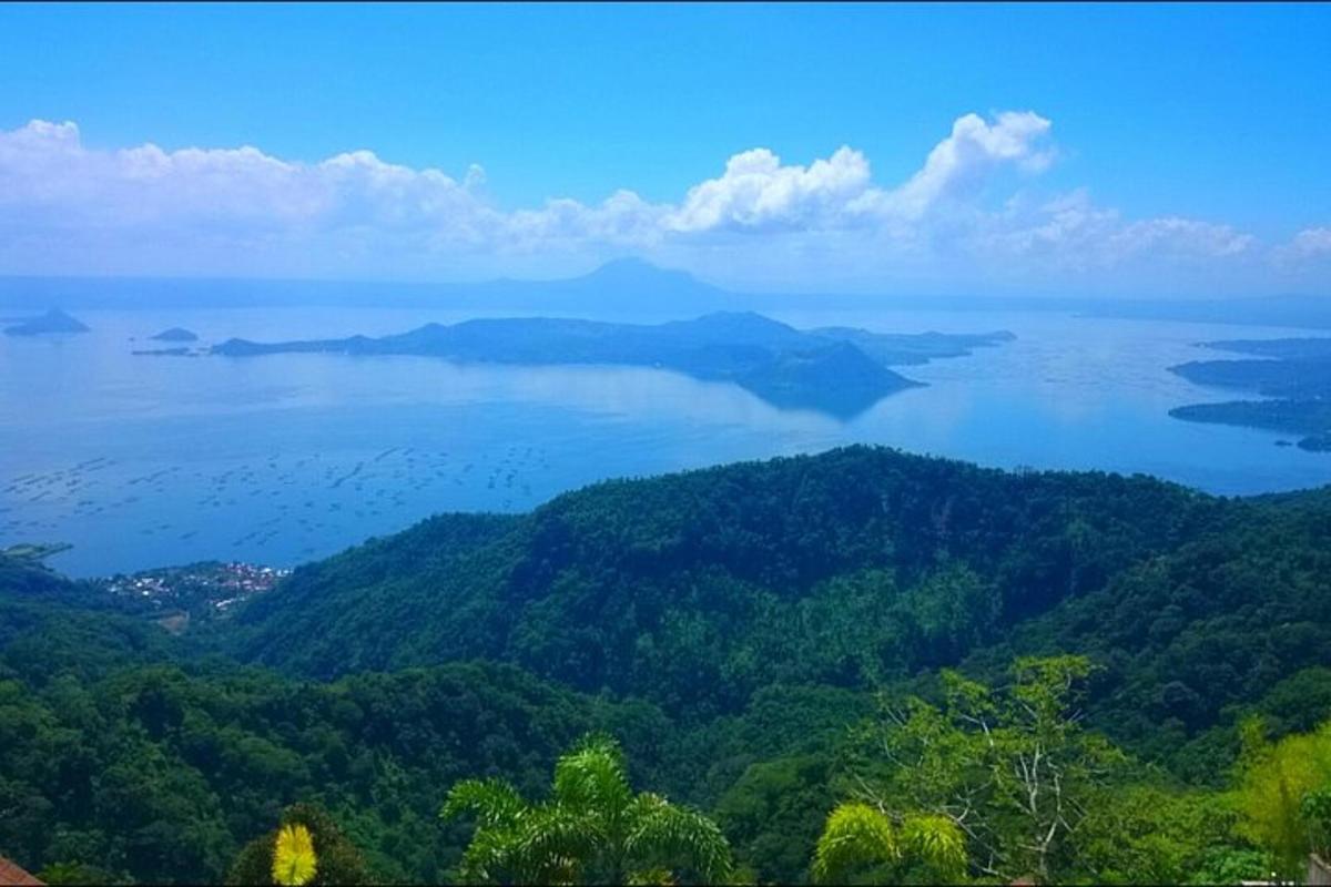 Una vista de un gran cuerpo de agua con árboles.