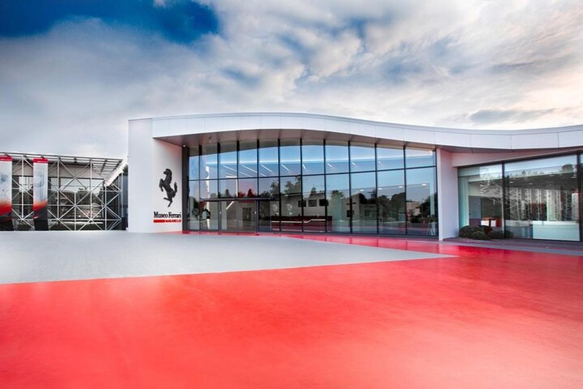 a building with a red floor and a building with windows