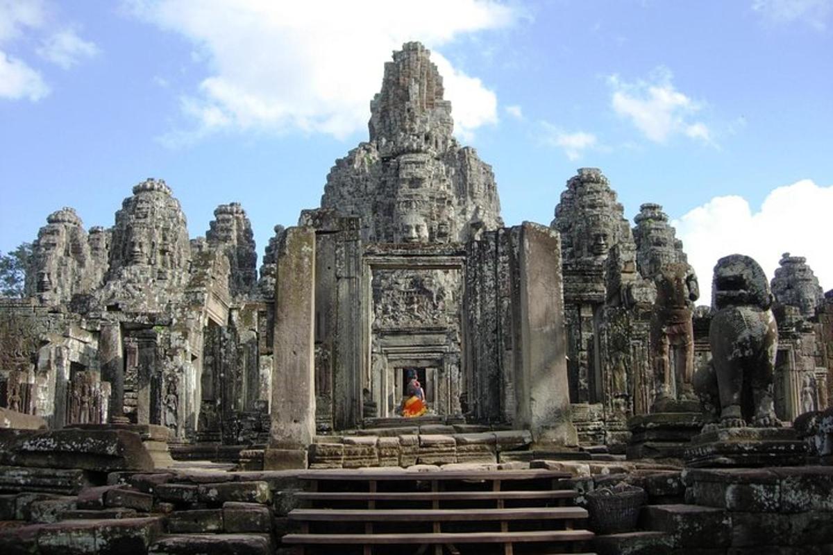 a temple with a person in front of it