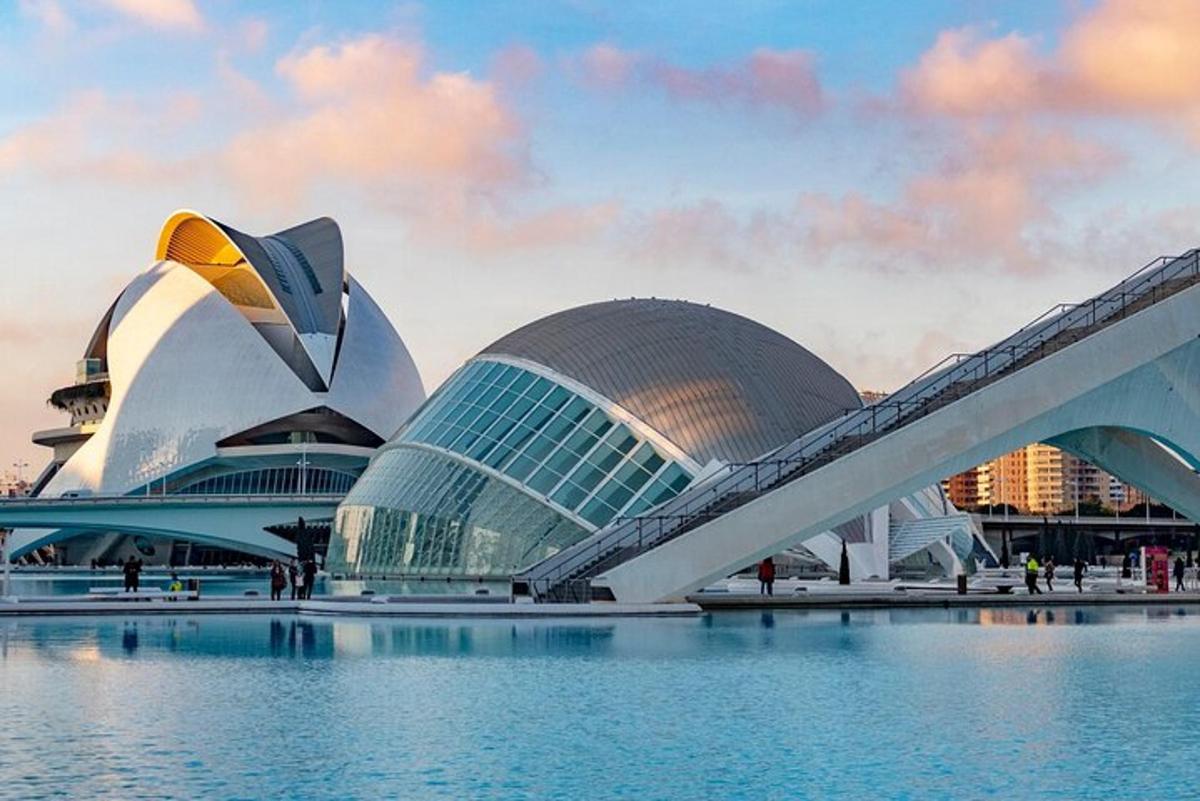 a view of a building with a bridge over water