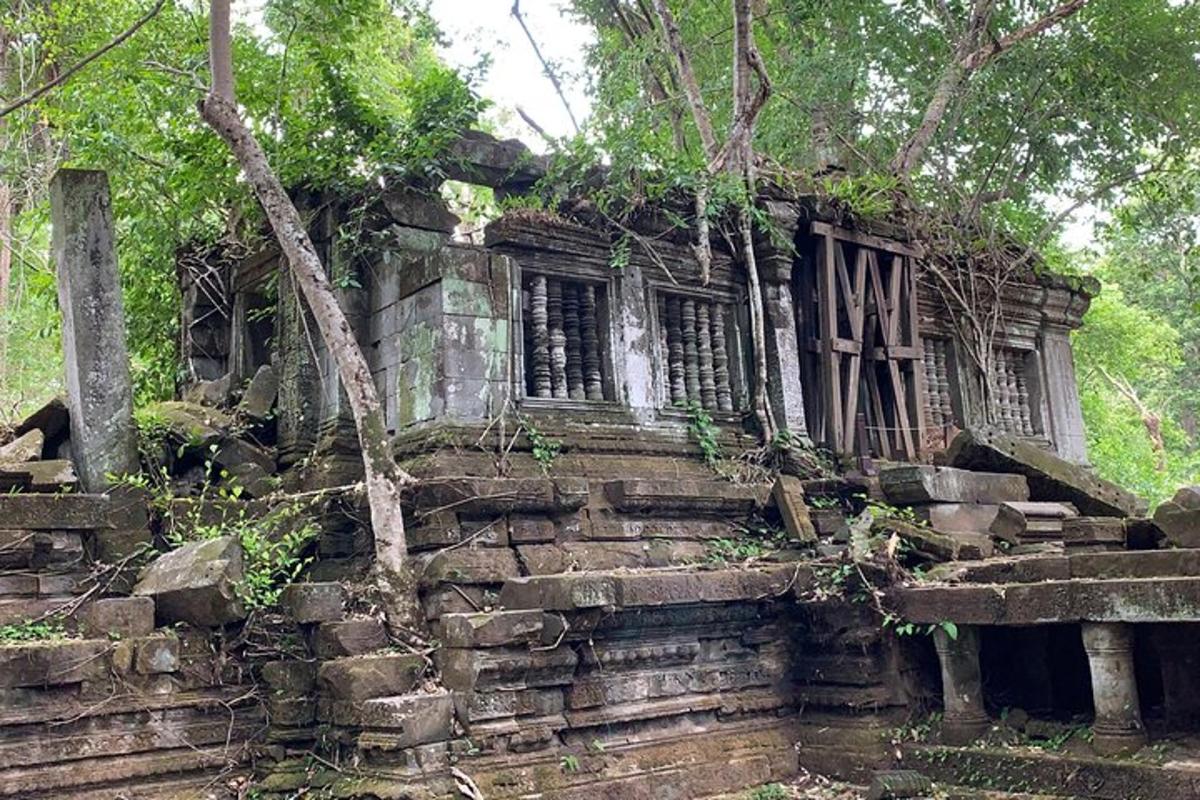 周囲に木々が生い茂る古い石造りの建物