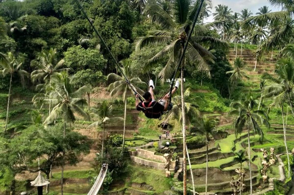 osoba visící na laně v zipline