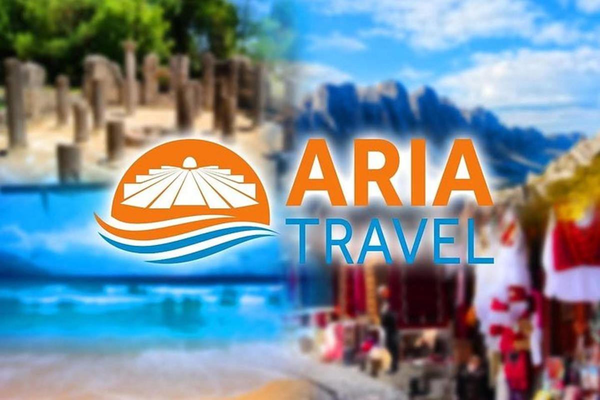 an arma travel logo on a picture of a resort