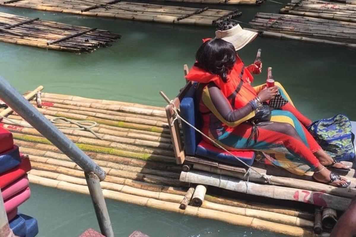 a woman sitting on a raft in the water