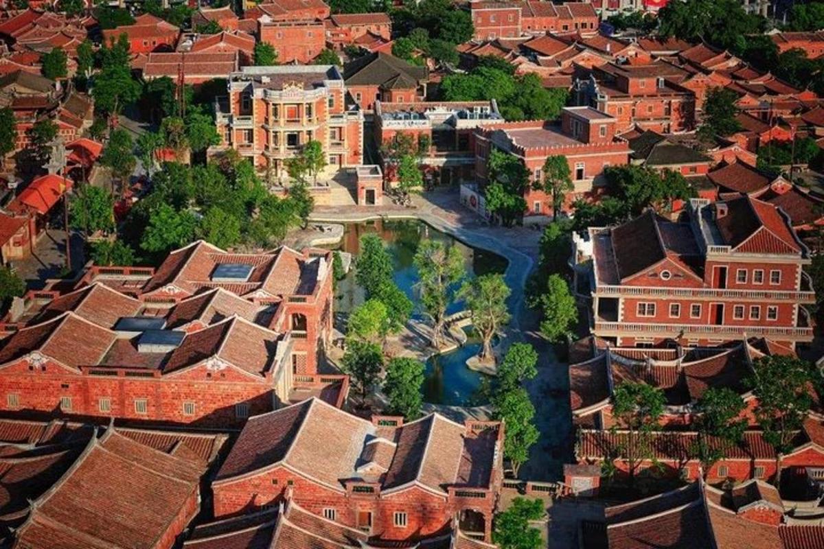 an aerial view of a large estate with houses
