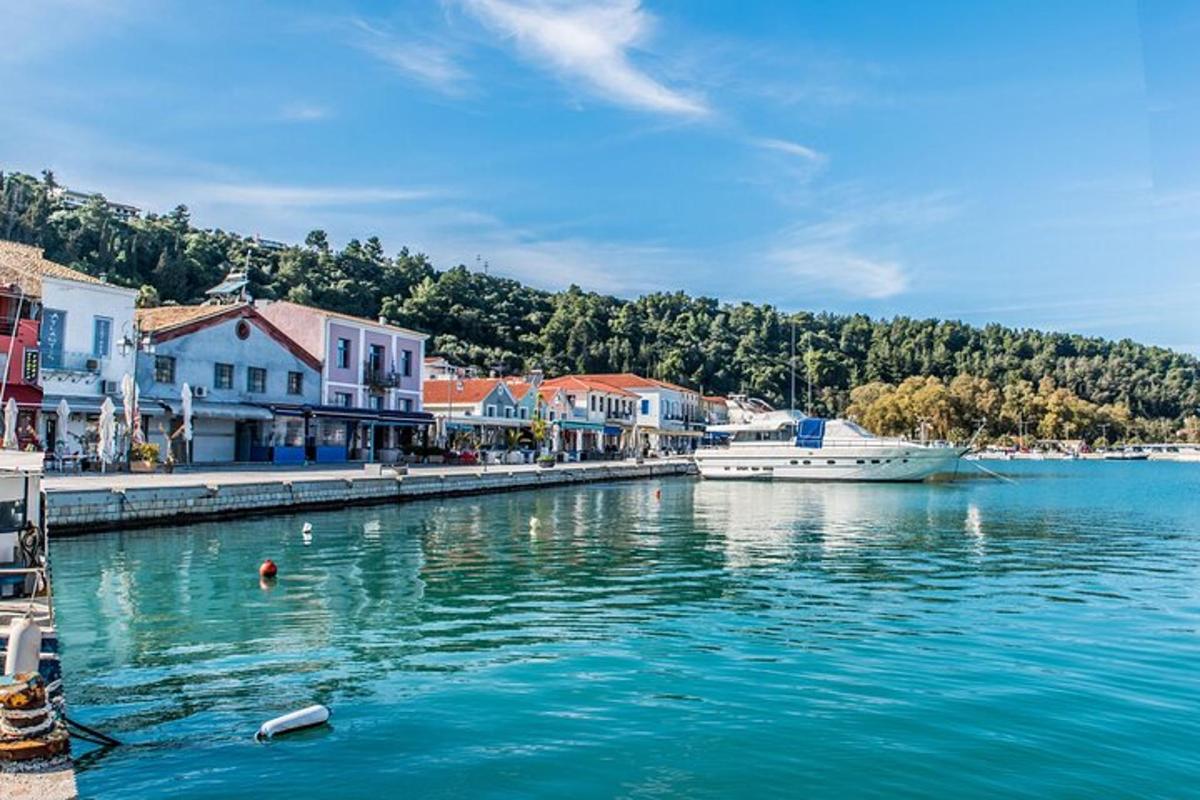 a harbor with a boat in a body of water