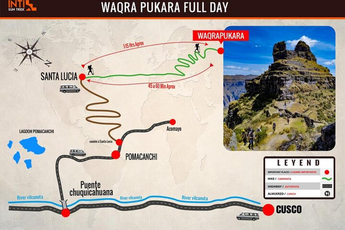 Un mapa de la caminata al Gran Cañón.