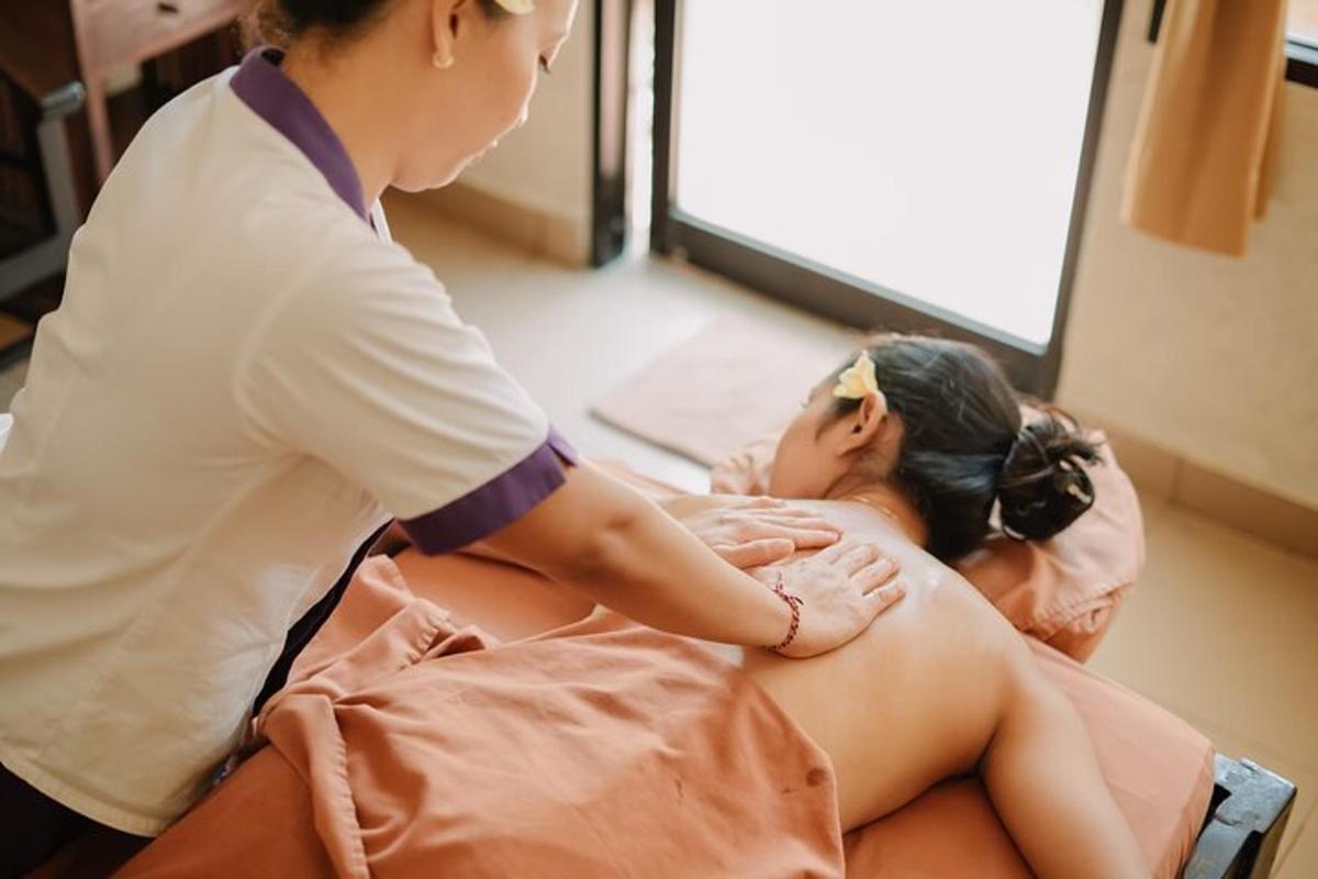 a woman in a hospital room getting a massage