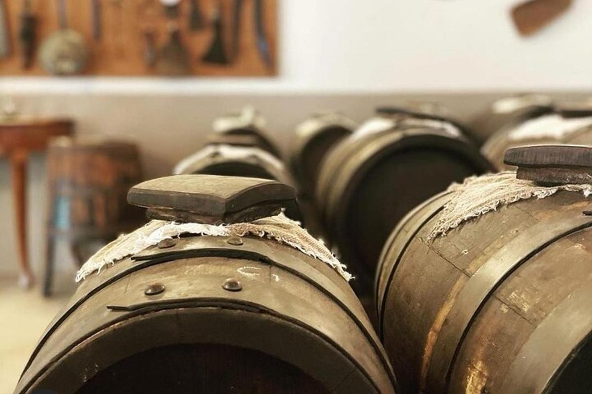 una filera de barrils metàl·lics alineats un al costat de l'altre