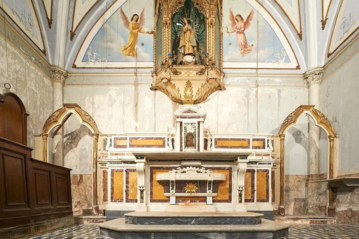 a large room with a altar in a building