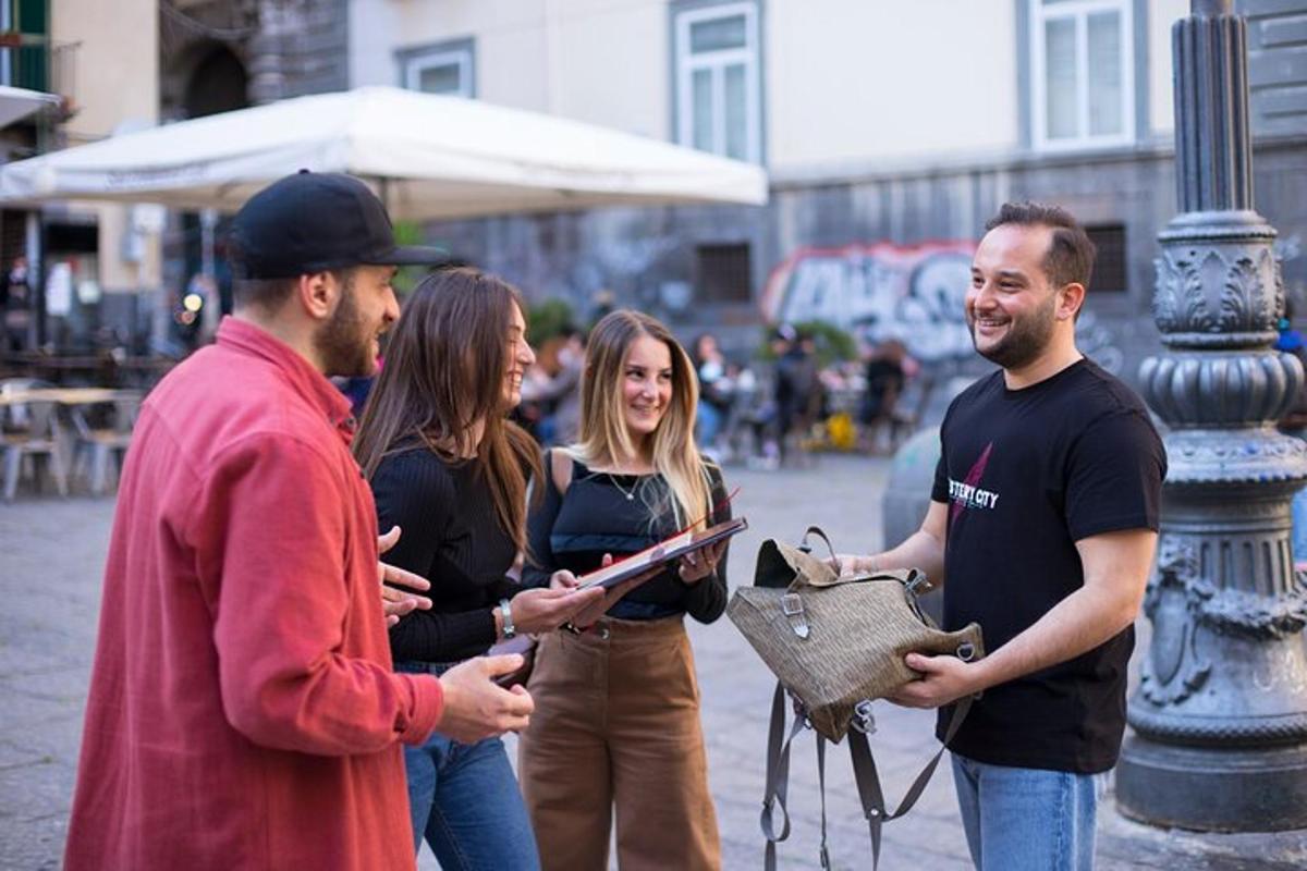 a group of people standing on a city street