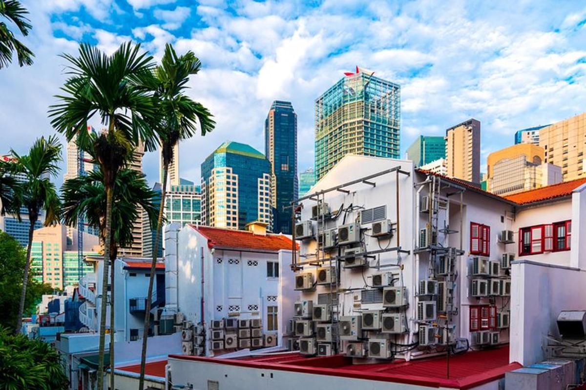 um horizonte urbano com edifícios altos e palmeiras