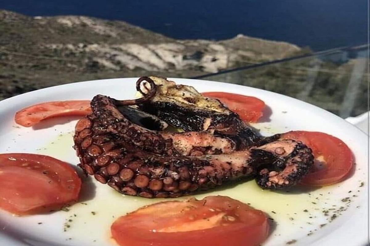 a plate of food with meat and tomatoes on a table