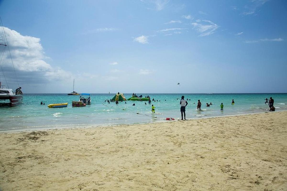 un gruppo di persone in acqua su una spiaggia