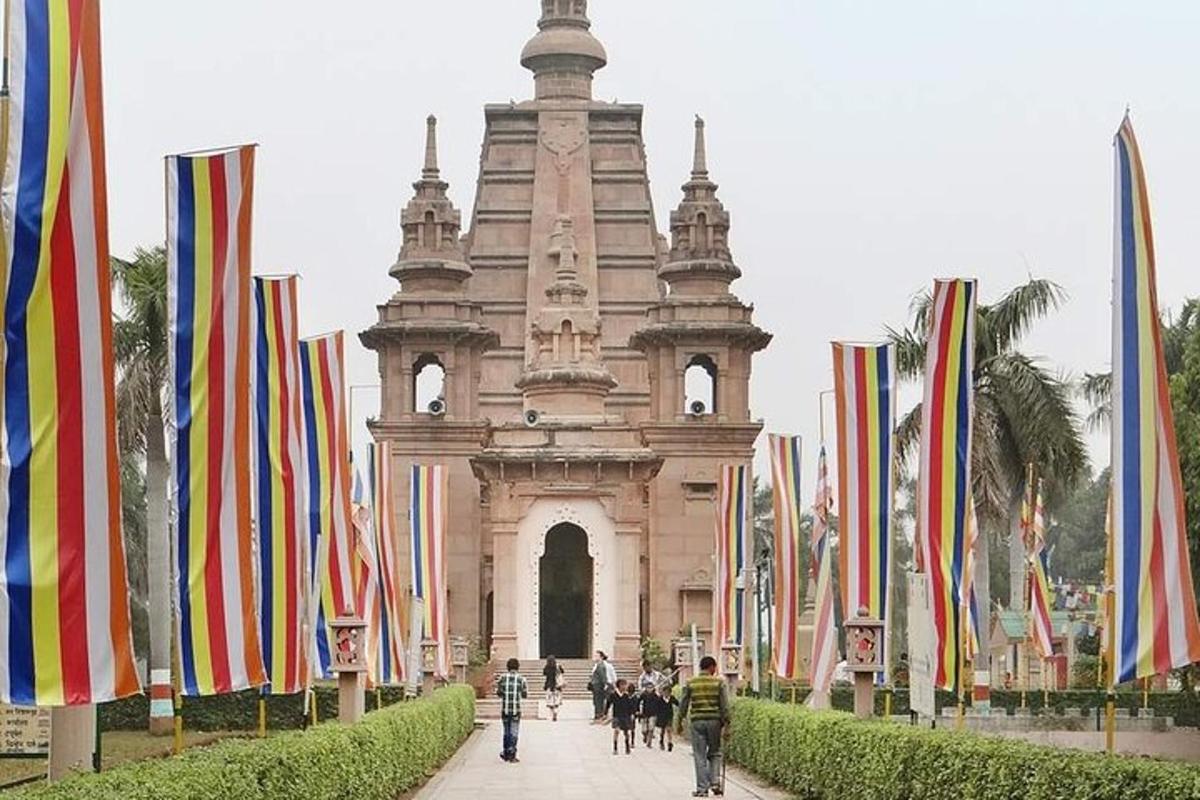 a large building with people walking in front of it